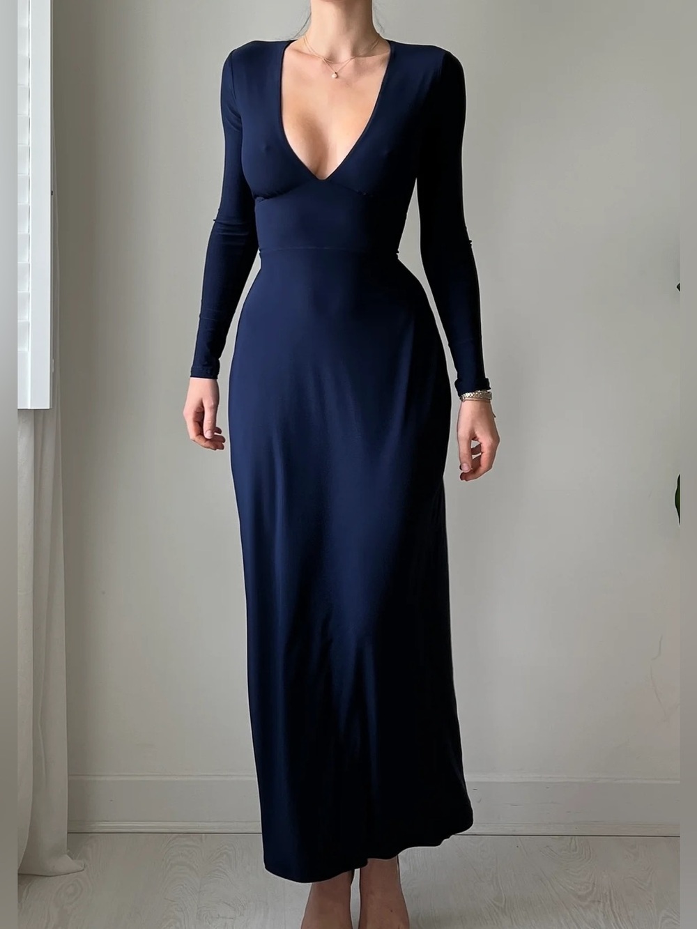AYM Taylor Maxi Dress in Navy Blue